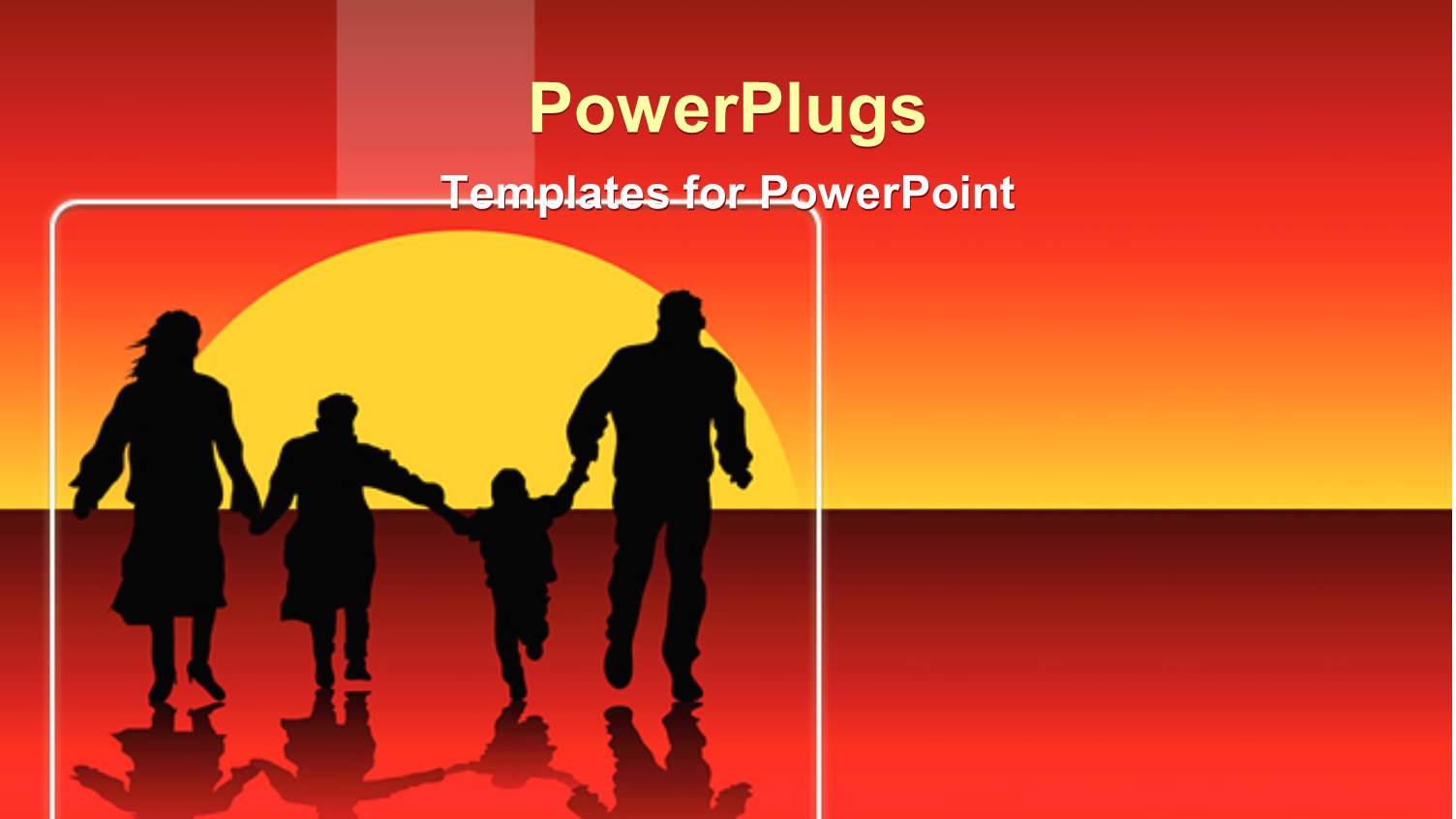 Happy Family Silhouettes Running into Sunset