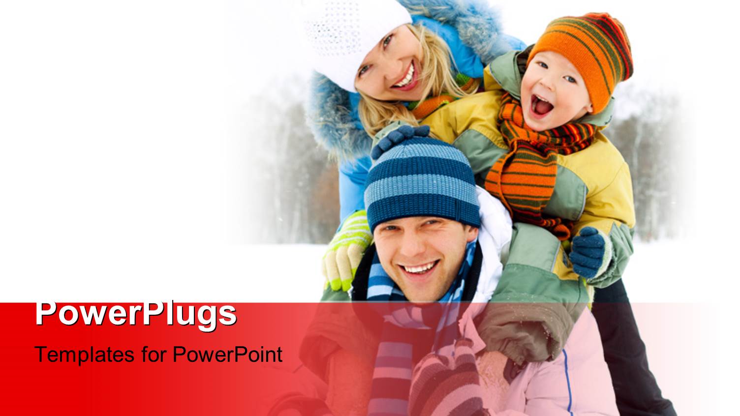 Happy Family Spending Time Outdoor in Winter Park with Snow