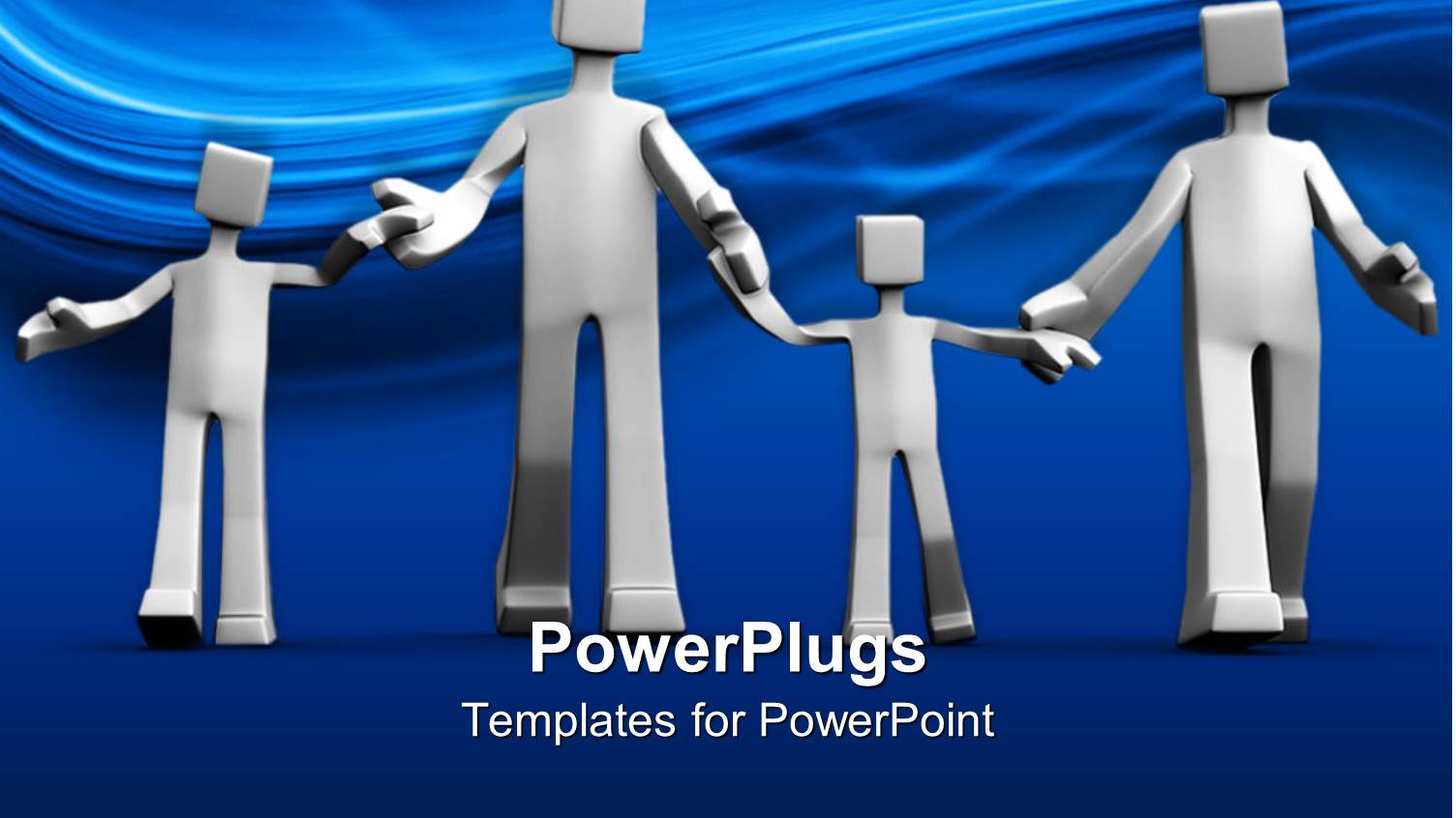 Happy Family White Figures with Two Kids in Blue Background