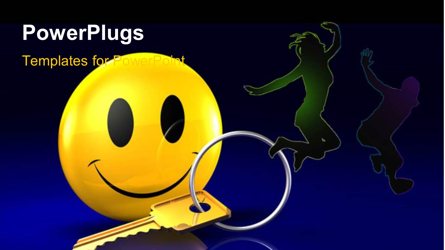 a Happy Figure with a Key and Bluish Background