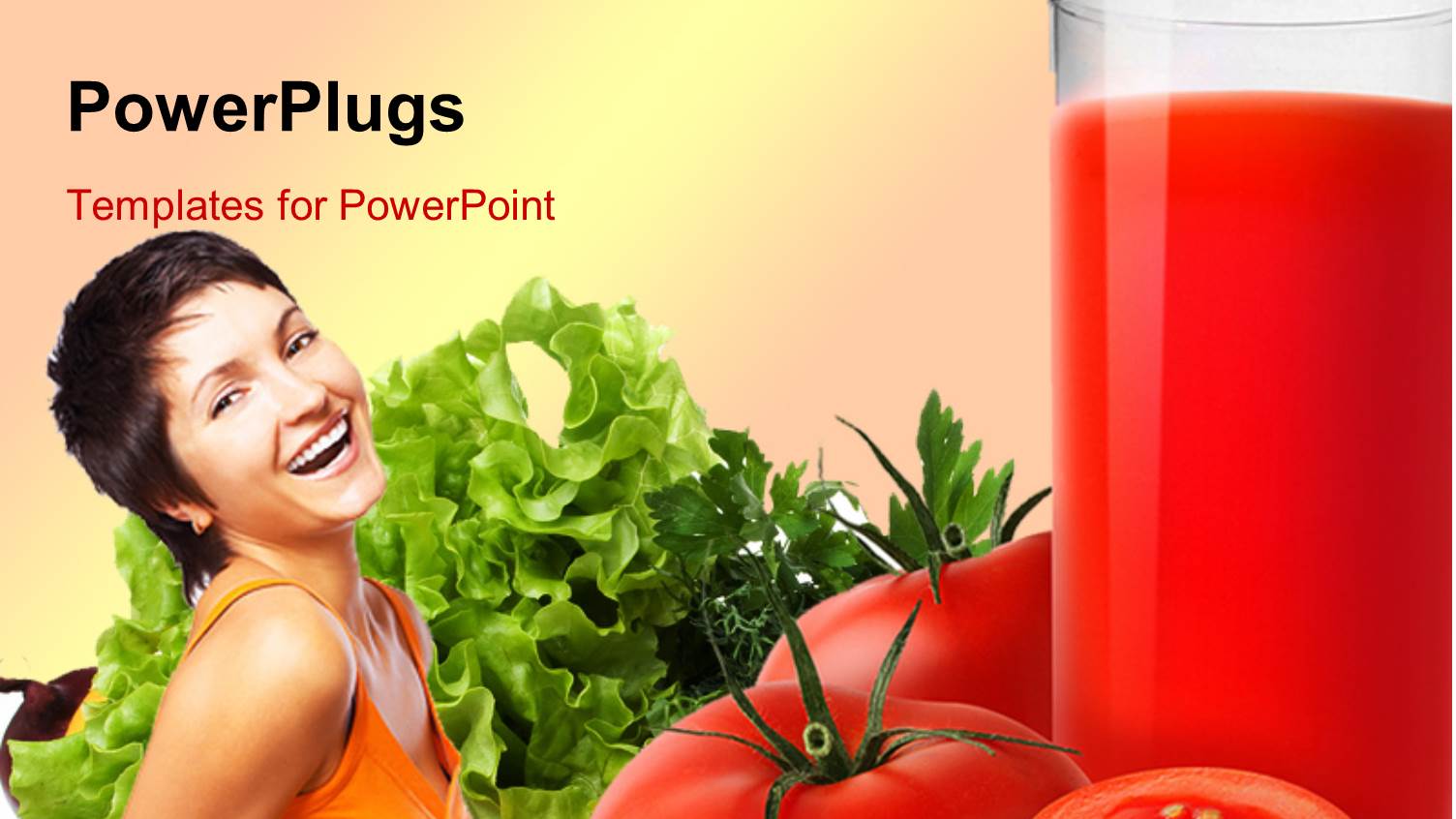 a Happy Girl with a Glass of Juice and Tomatoes