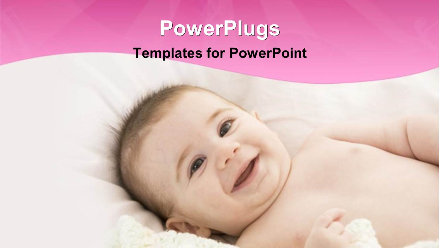 a Happy Kid in the Bed with Pinkish Background