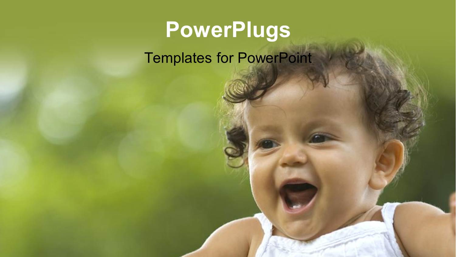 Happy little Girl Having Fun Over Green Blurry Background 