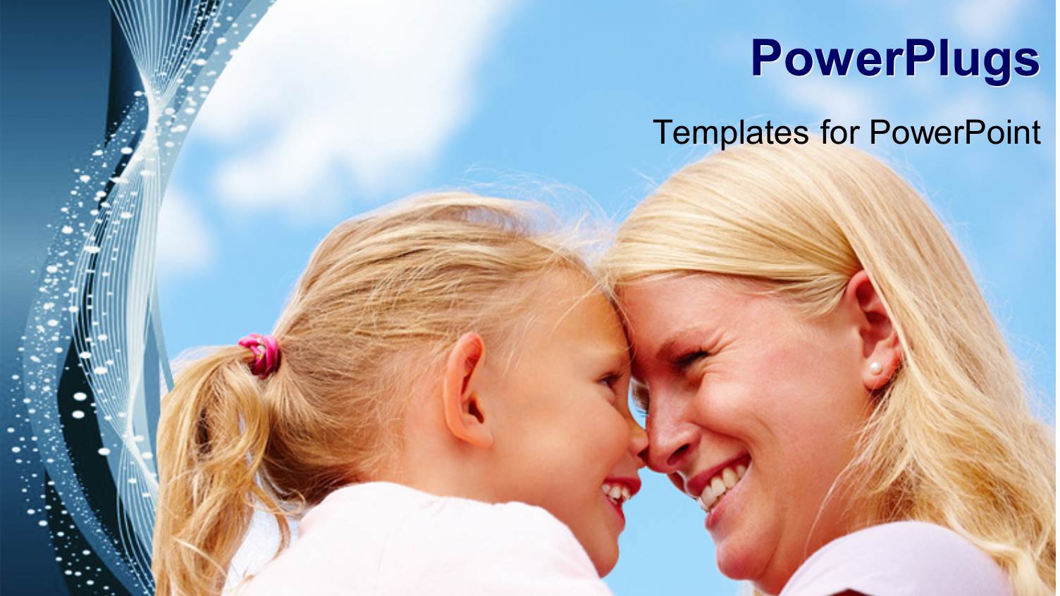 Happy Mother and Daughter Smiling with Cloudy Sky in Background