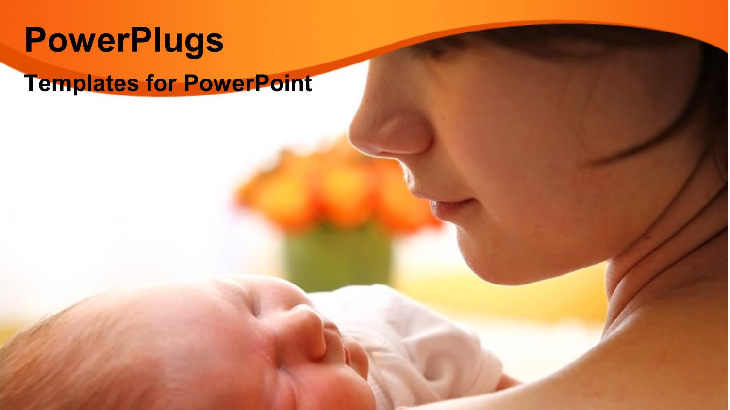 Happy Mother Holding a Newborn Baby Over Bright Background