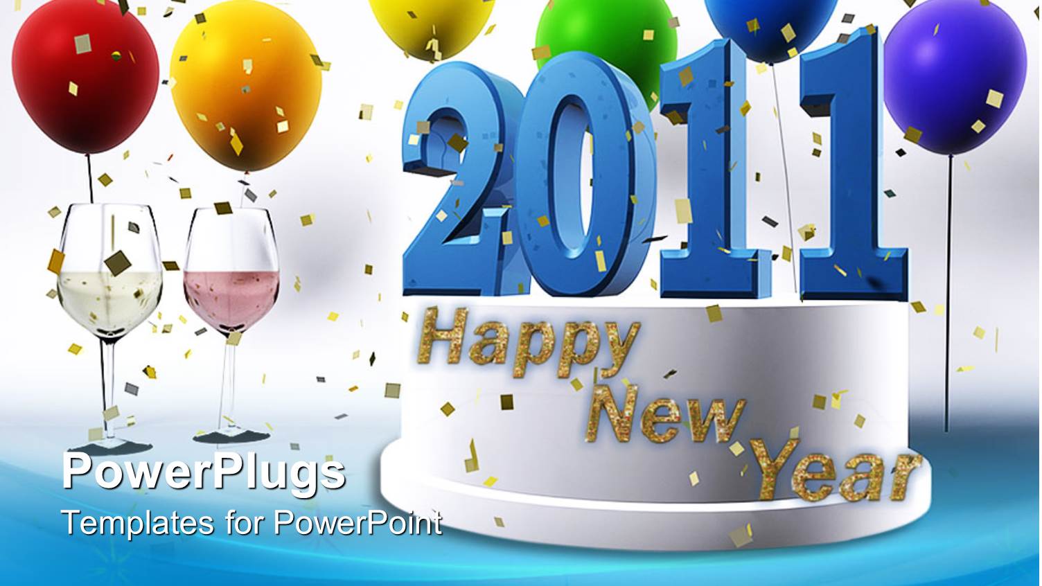 a Happy New Year Cake with Balloons in the Background