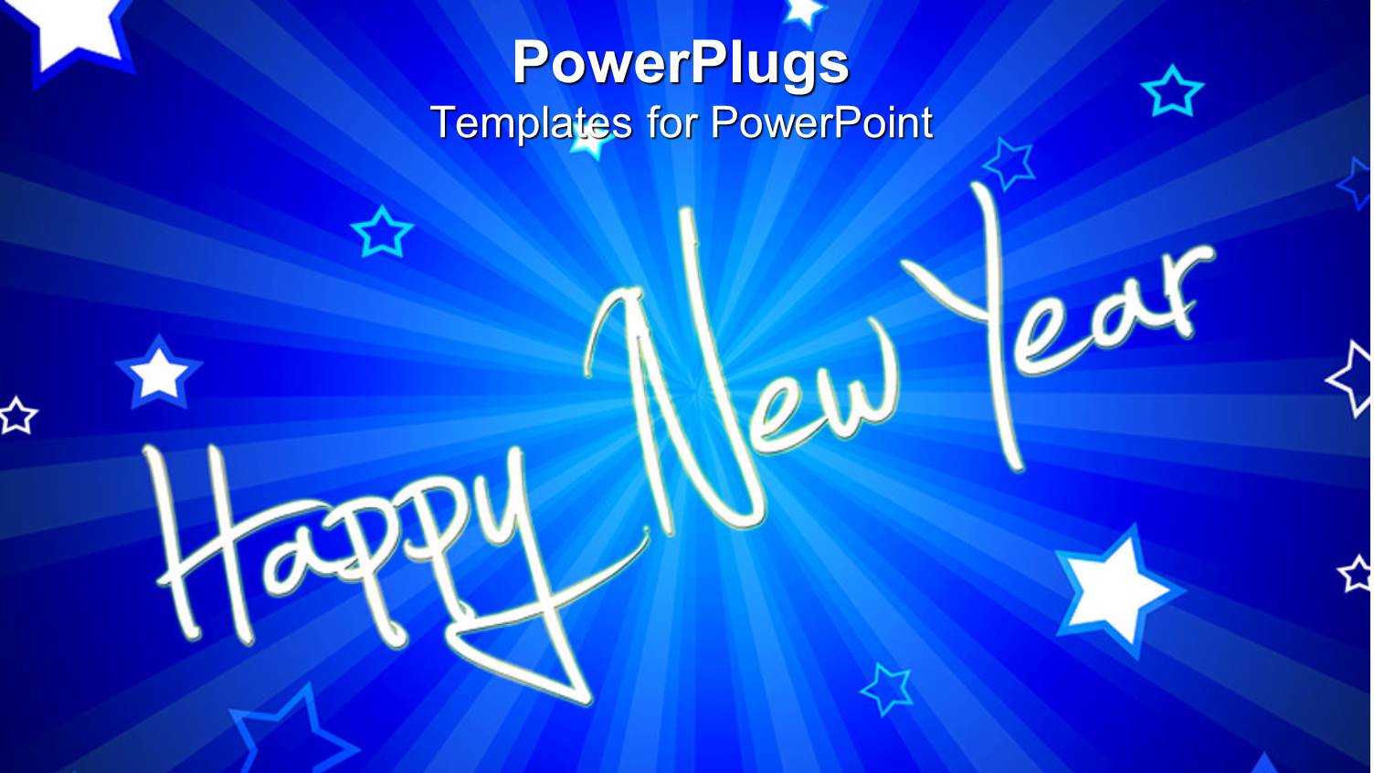 Happy New Year Text with White Stars on Blue