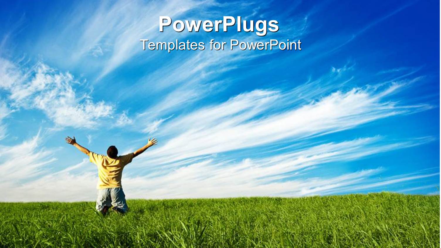 a Happy Person in the Fields with Sky in the Background