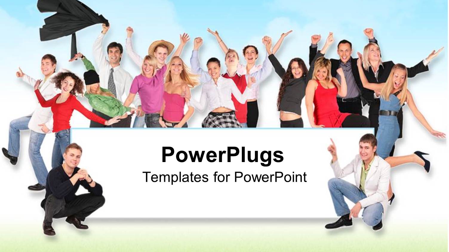 Happy and Successful Team Celebrate with White Board