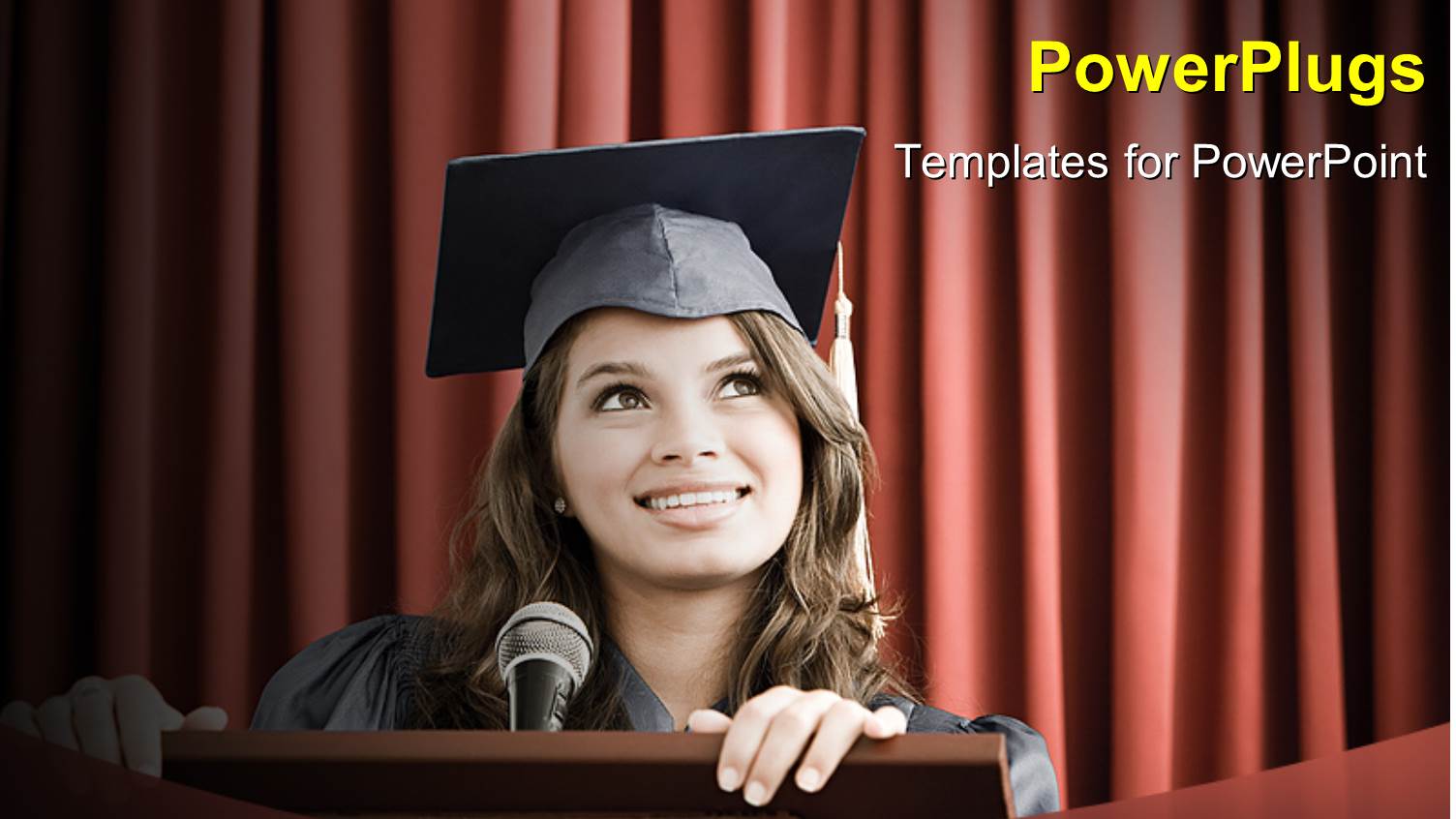 Happy Young Lady Delivering Graduation Speech on Pulpit 