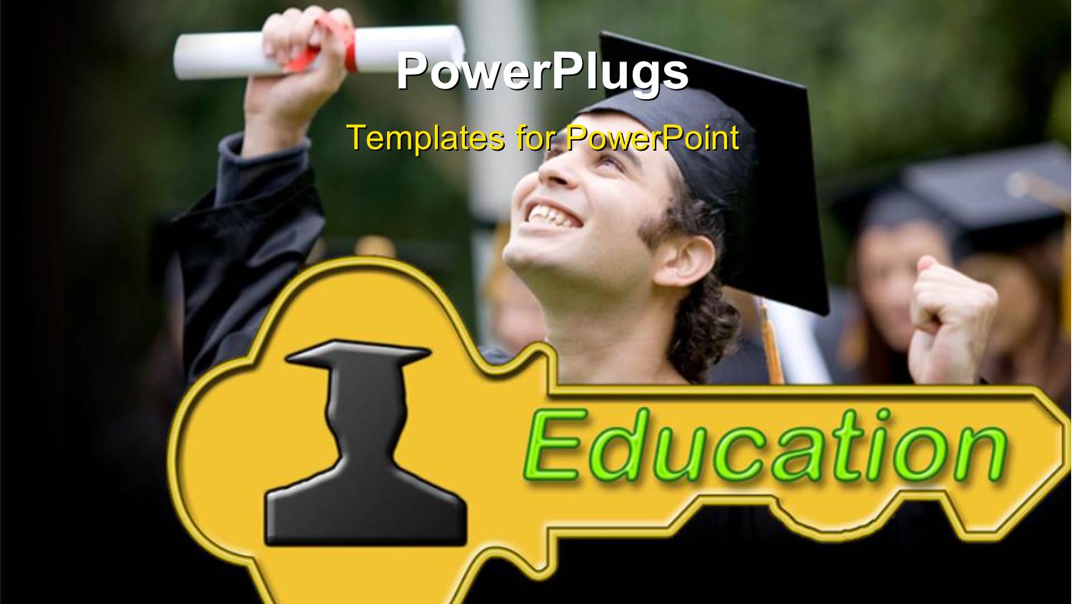 Happy Young Man with Graduation Cap Smiling with Diploma Raised Above Head