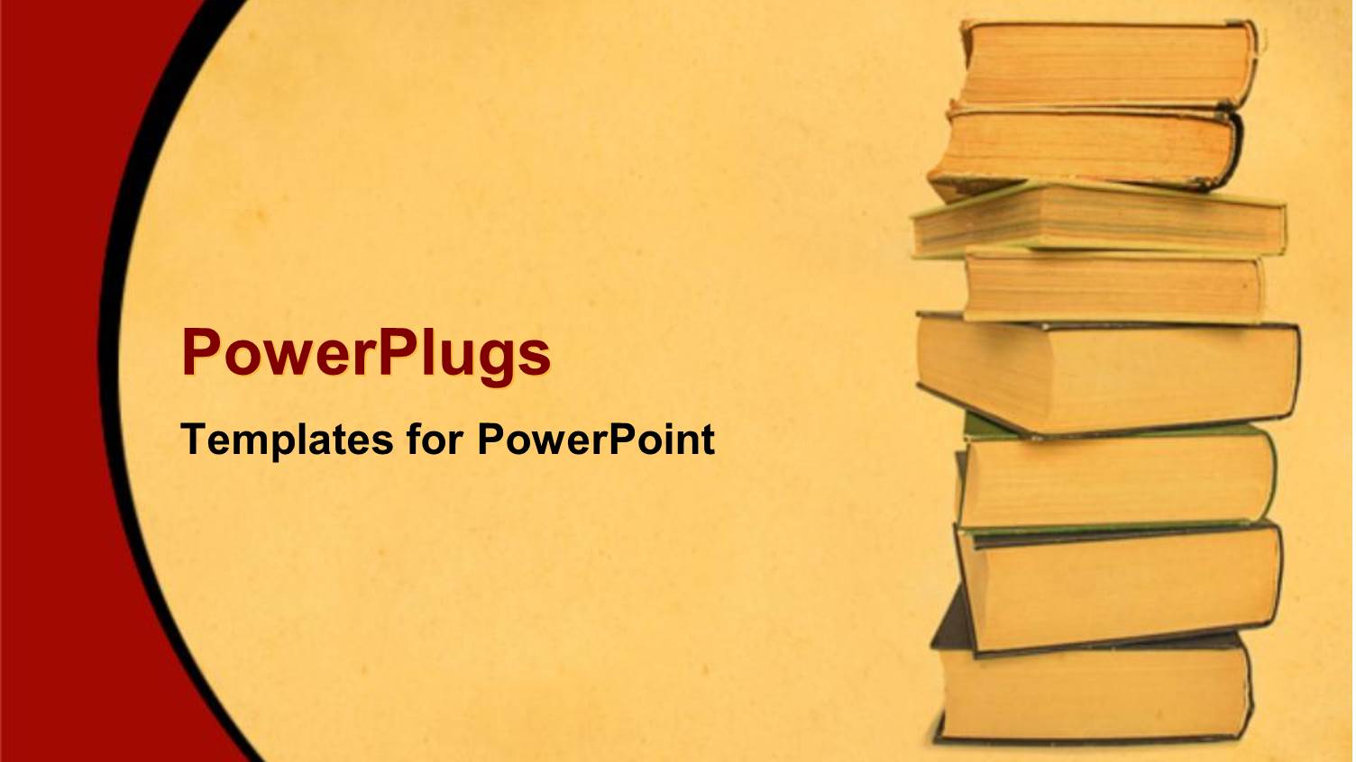 Hardcover Books Stacked High to Study and Read on Tan Background