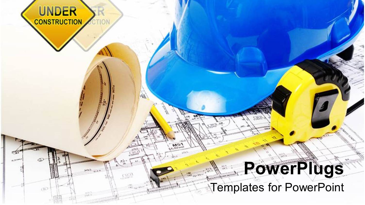 Hardhat, Yellow Measuring Tape and Pencil on Top of Building Plans
