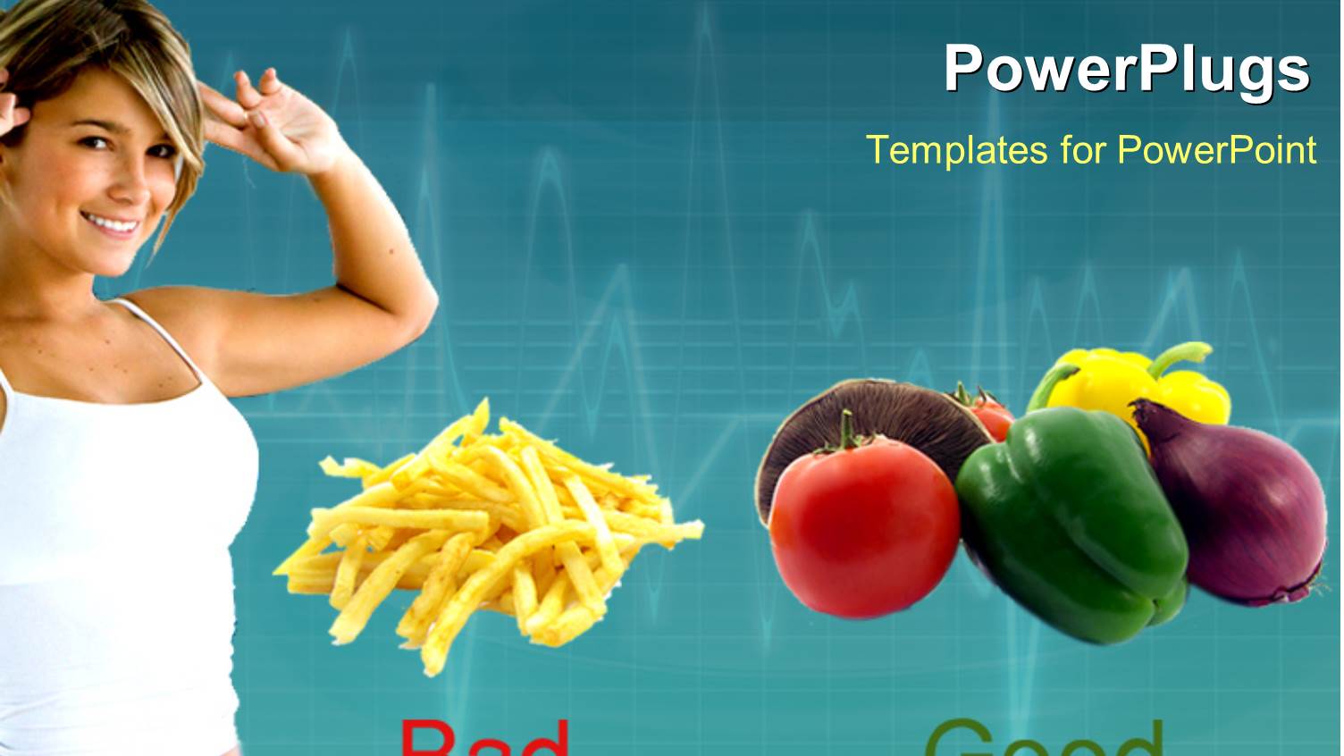 Healthy Diet Depiction, Exercising Lady and Good and Bad Diet