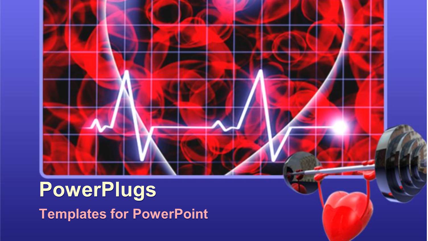 Heart Beat on Monitor on Dark Background with Heart Weight Lifting