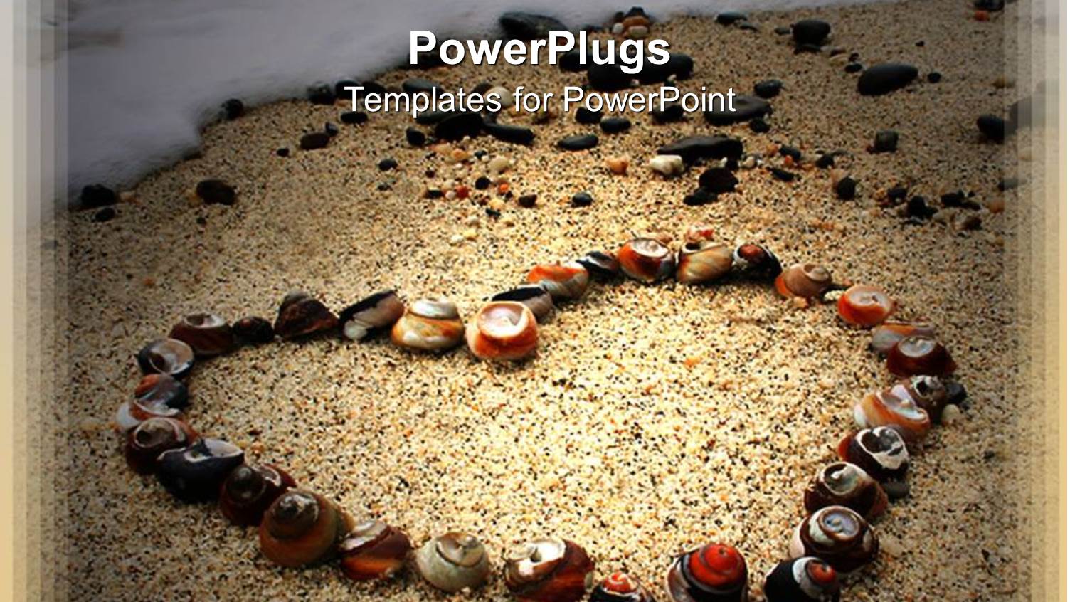 Heart Made of Various Several Colorful Shells on Sandy Beach and Sea Wave