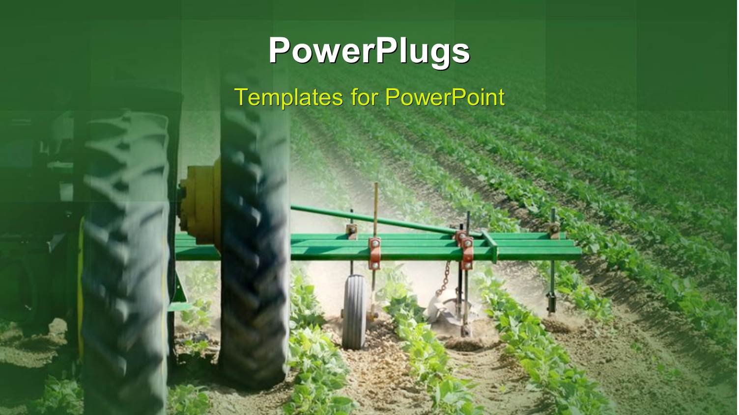 Heavy Agricultural Machinery Working on Farmland with Green Crops Planted