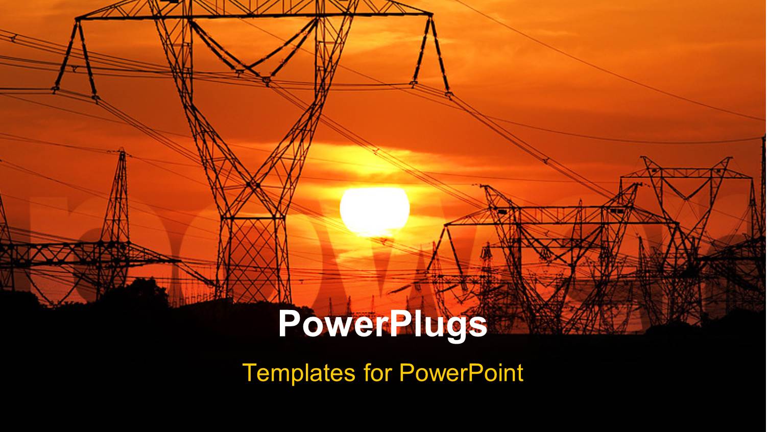 High Voltage Electric Poles with Sunset