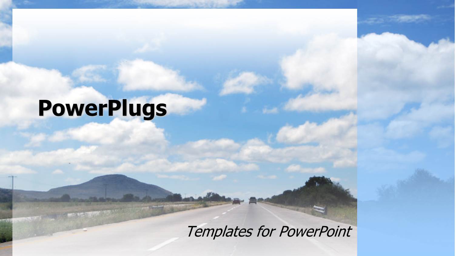 Highway with Distant Cars, Blue Sky, Driving