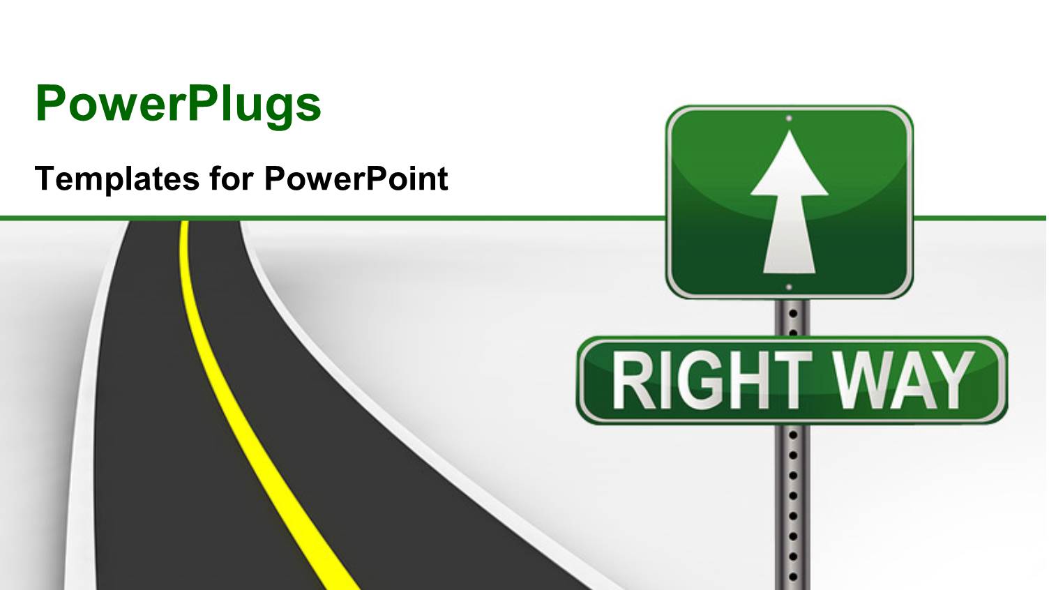 Highway with Green Road Sign Showing Direction to RIGHT WAY