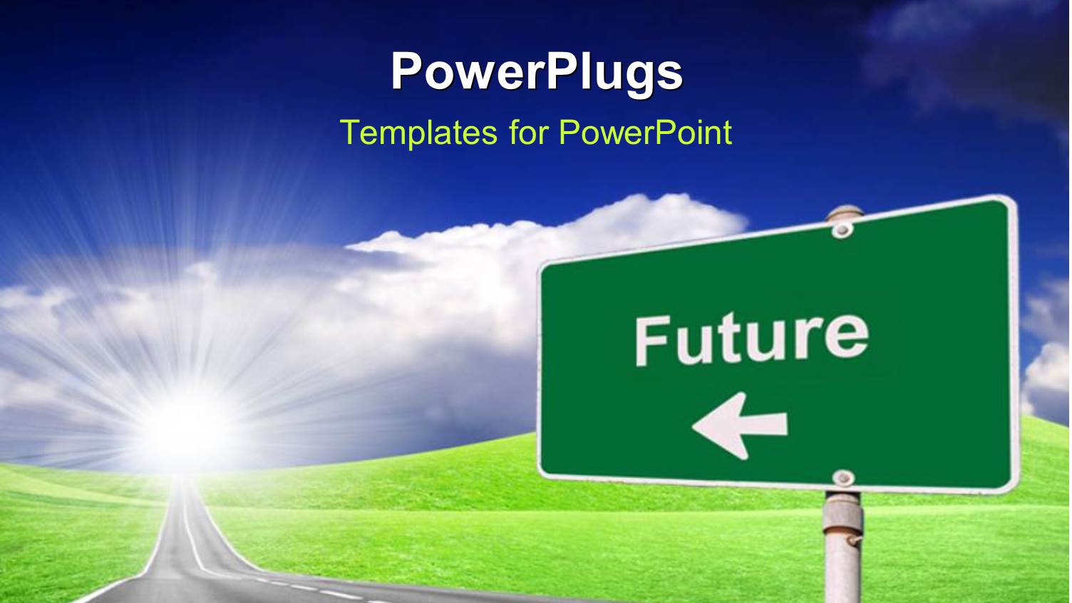 Highway with Road Sign Pointing to Future