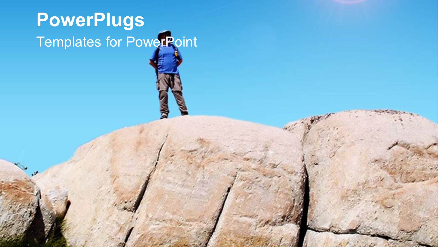 Hiker Climber Standing on Top of Granite Mountain, Outdoors, Nature, Success Metaphor