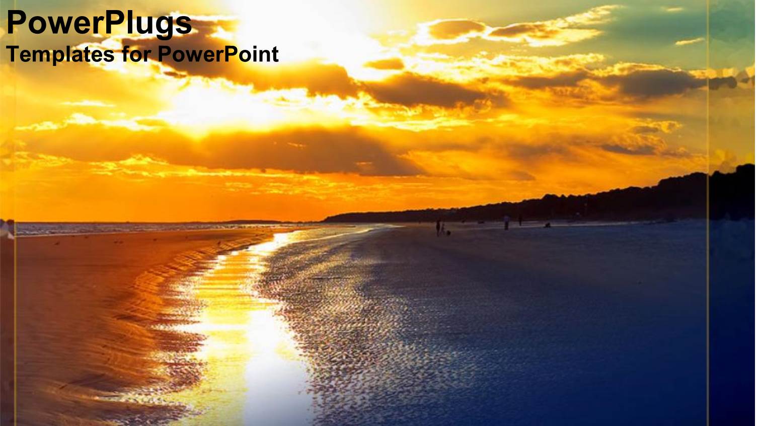 Hilton Head Beach with Beautiful Sunset and Reflection on Water