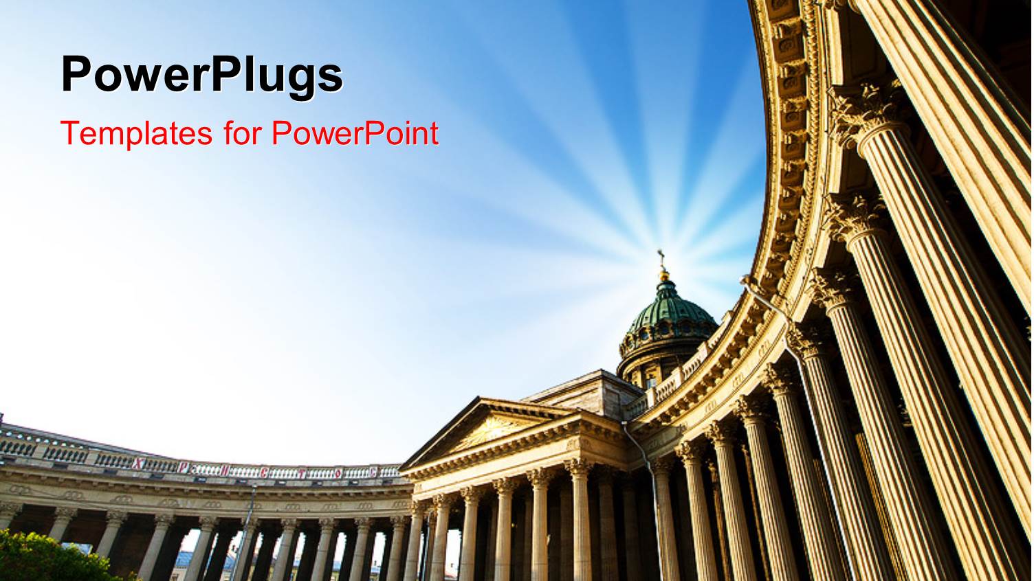 a Historical Building with a Bluish Background