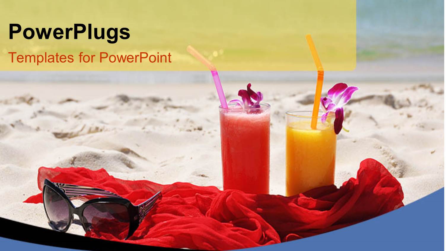 Holiday Depictions with Sunglasses on Red Shawl in Beach Sand