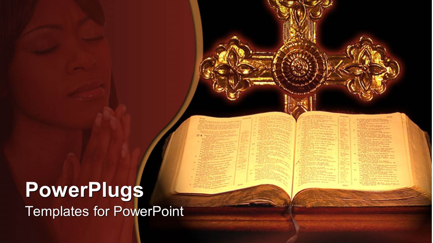 the Holy Bible and the Cross Along with a Lady Praying
