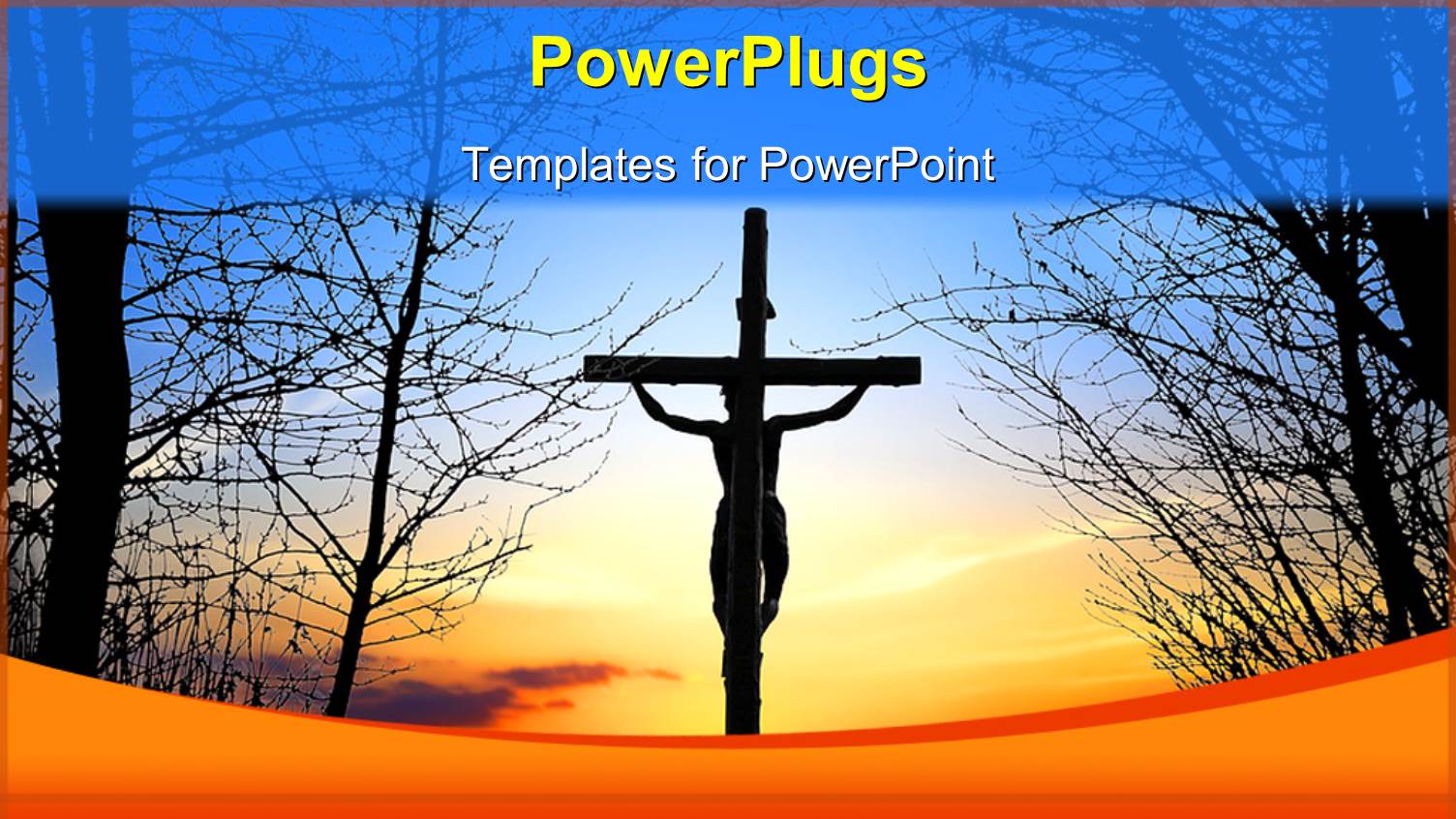 a Sunset View of Cross in the Midst of Dried Trees