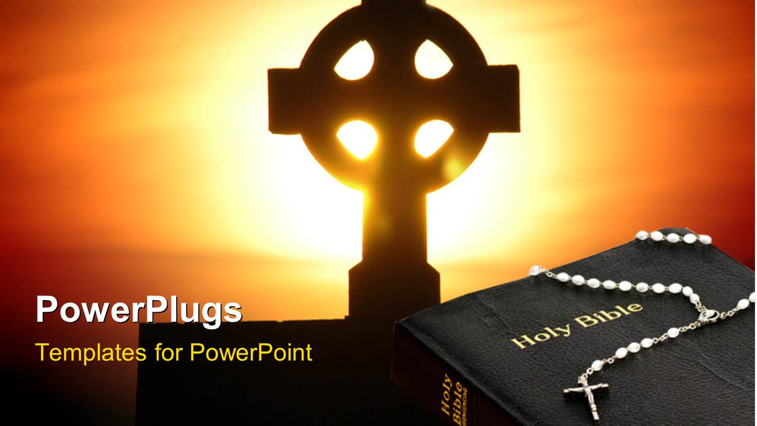 a Holy Cross with a Bible and a Sign in the Background