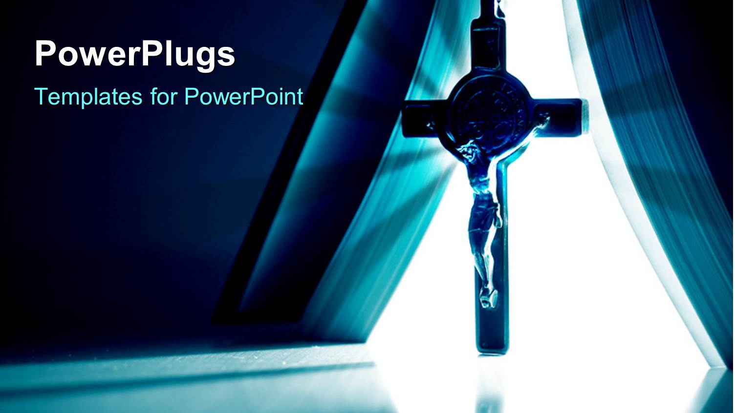 a Holy Cross with a Curtain in the Background