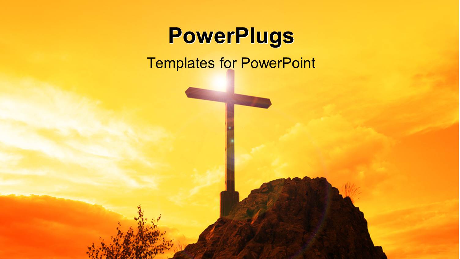 a Holy Cross with Yellowish Background and Place for Text