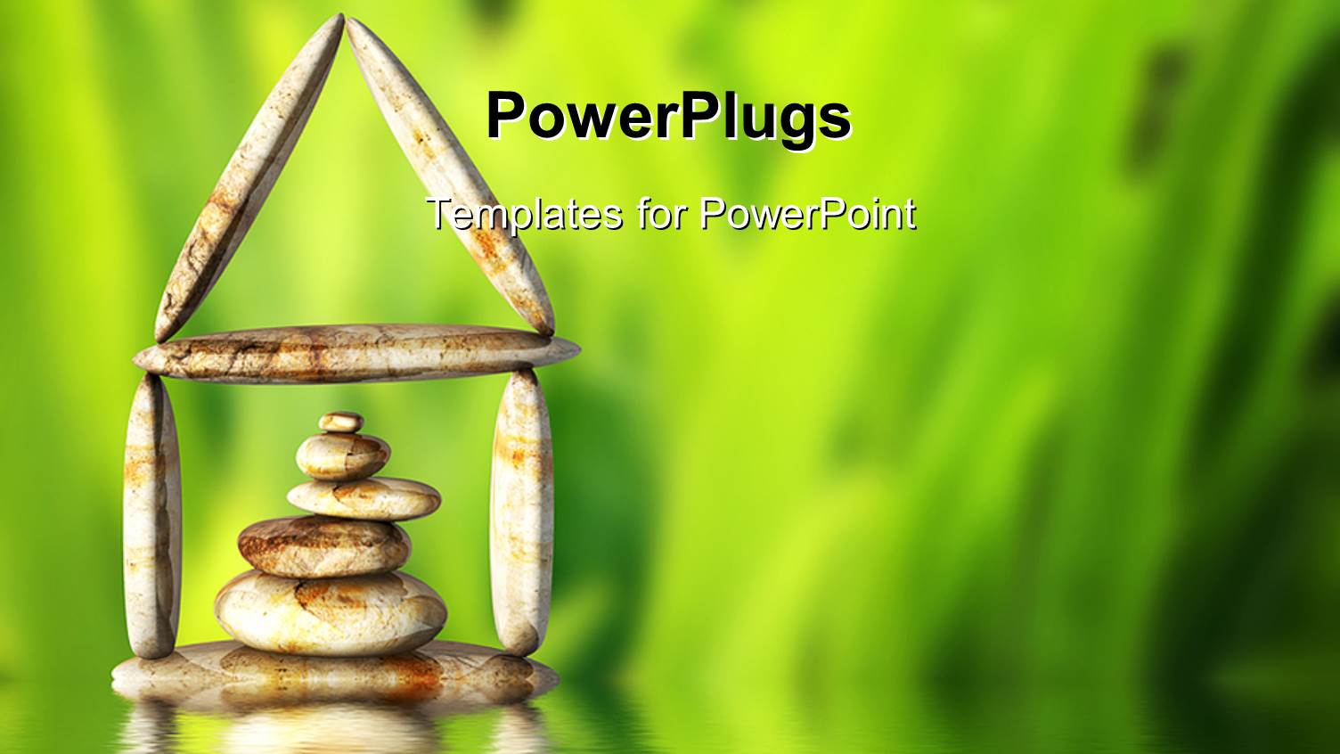 a Greenish Background with a Number of Zen Stones