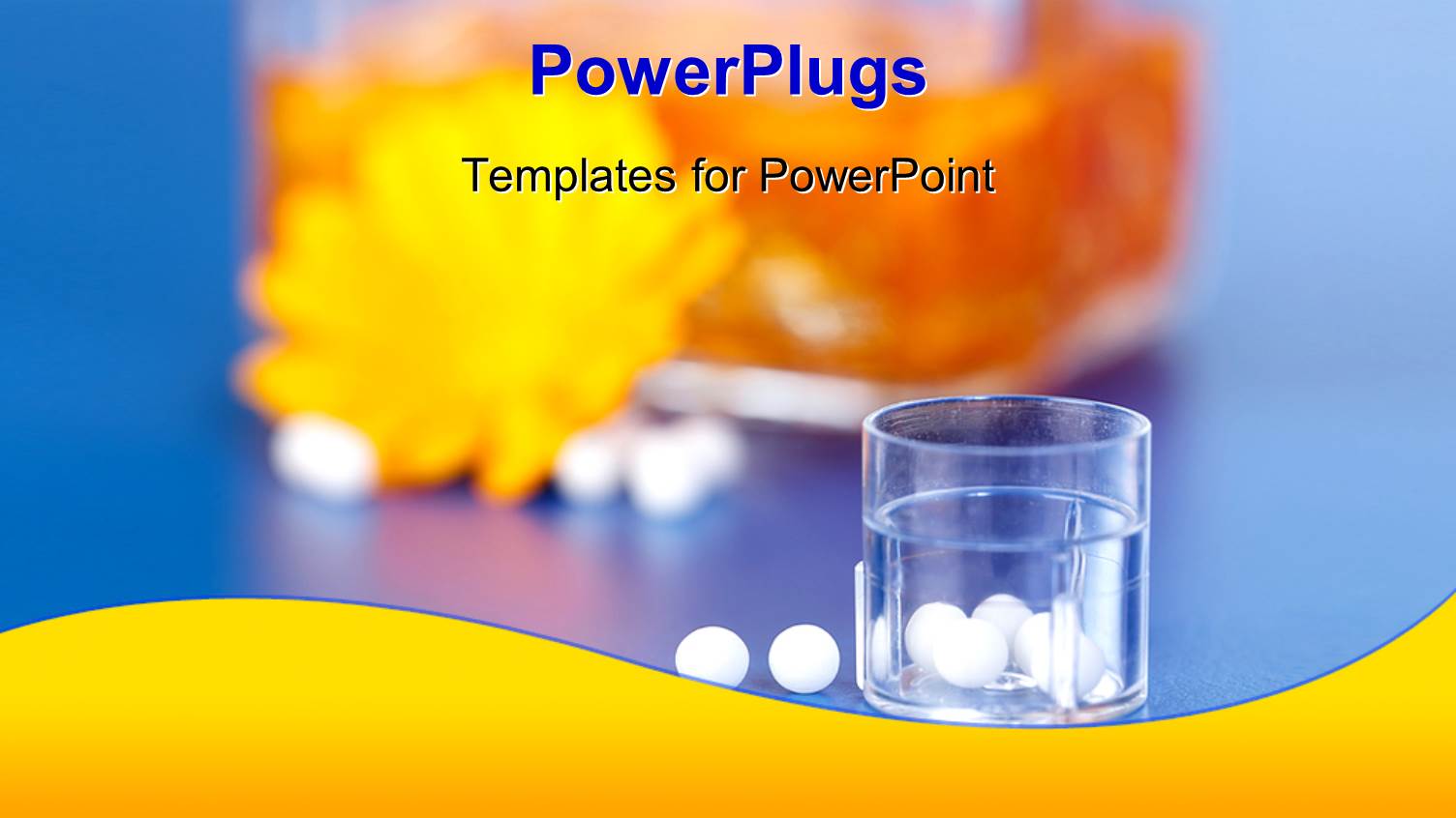 Homeopathic Pills in Plastic Container in Front of Calendula Officials Plant Extract