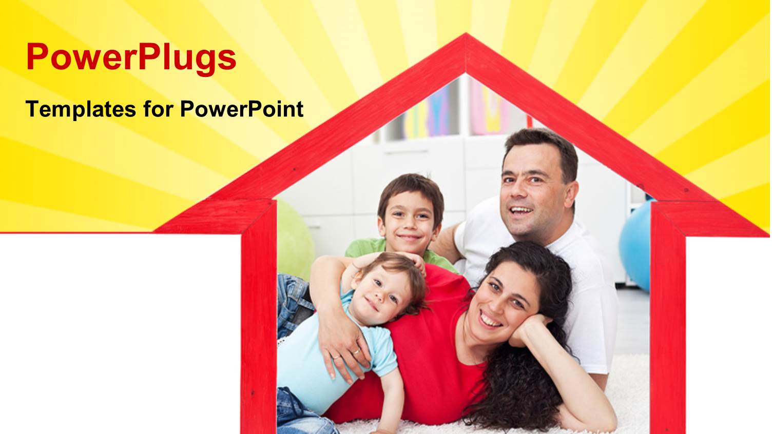 a House with a Family in it and Yellowish Background