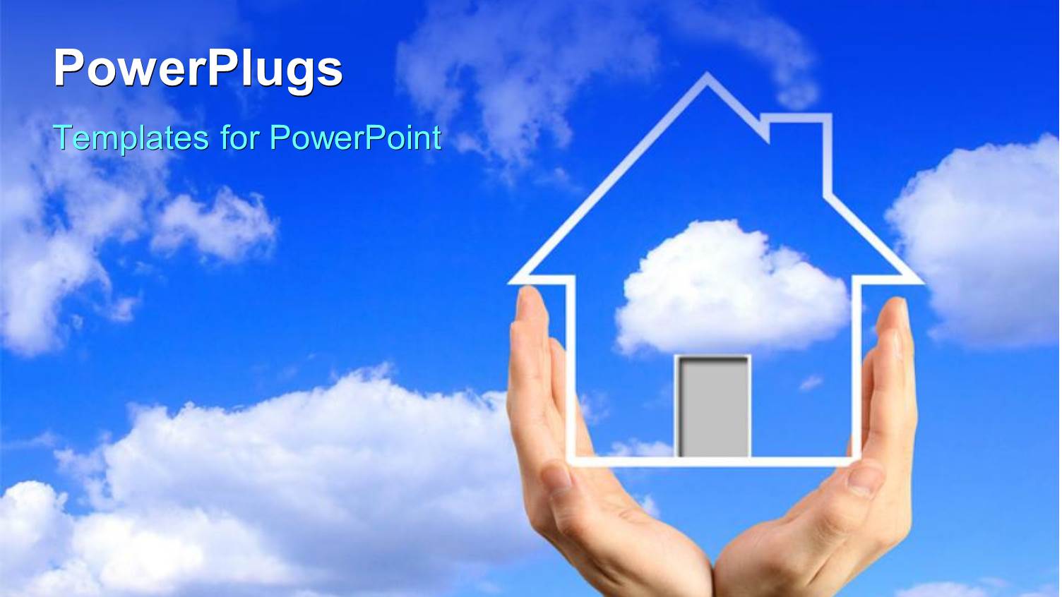 a House Held by a Pair of Hands with Sky in the Background