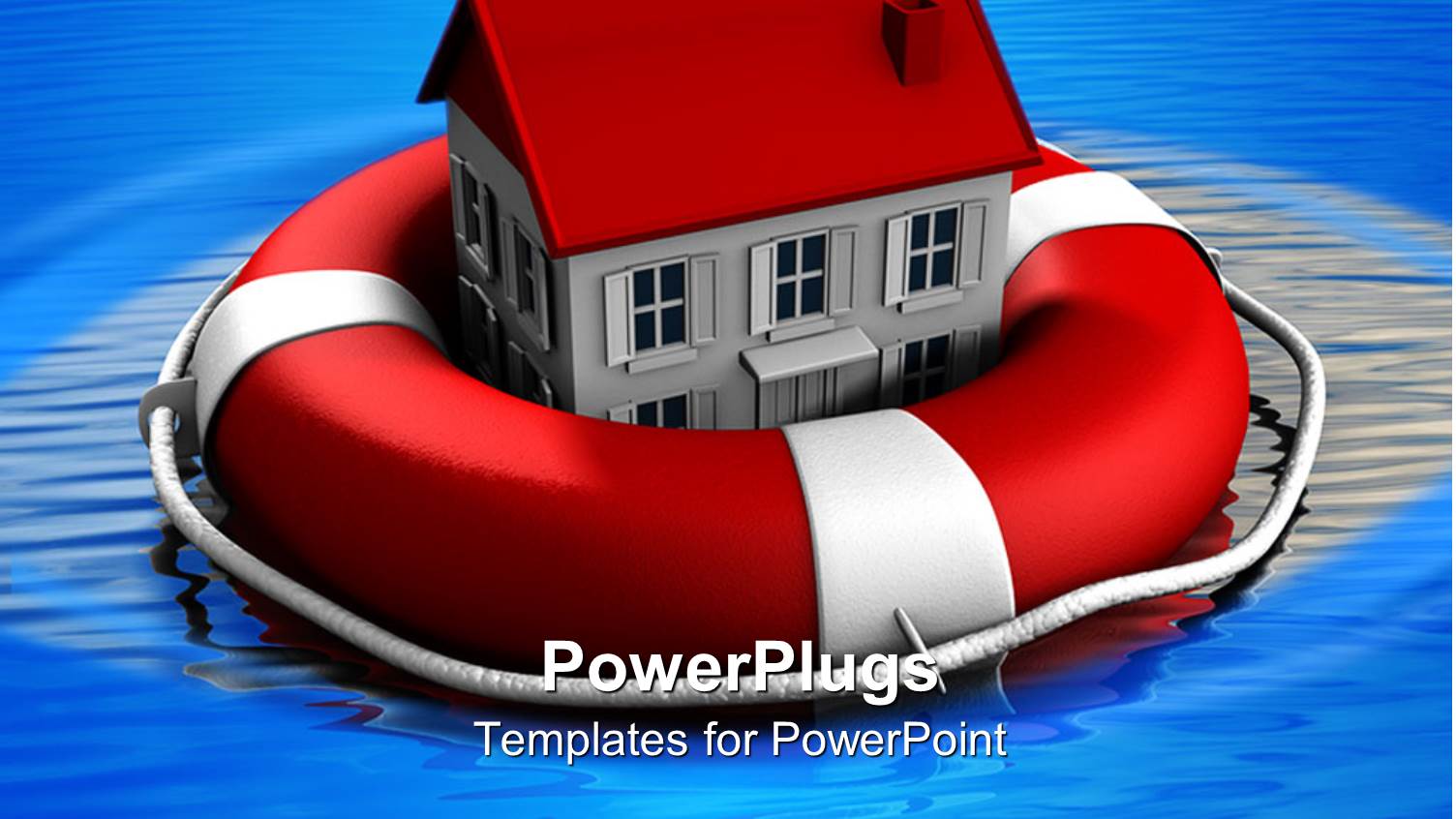 a House Inside a Lifesaver with a Lot of Water