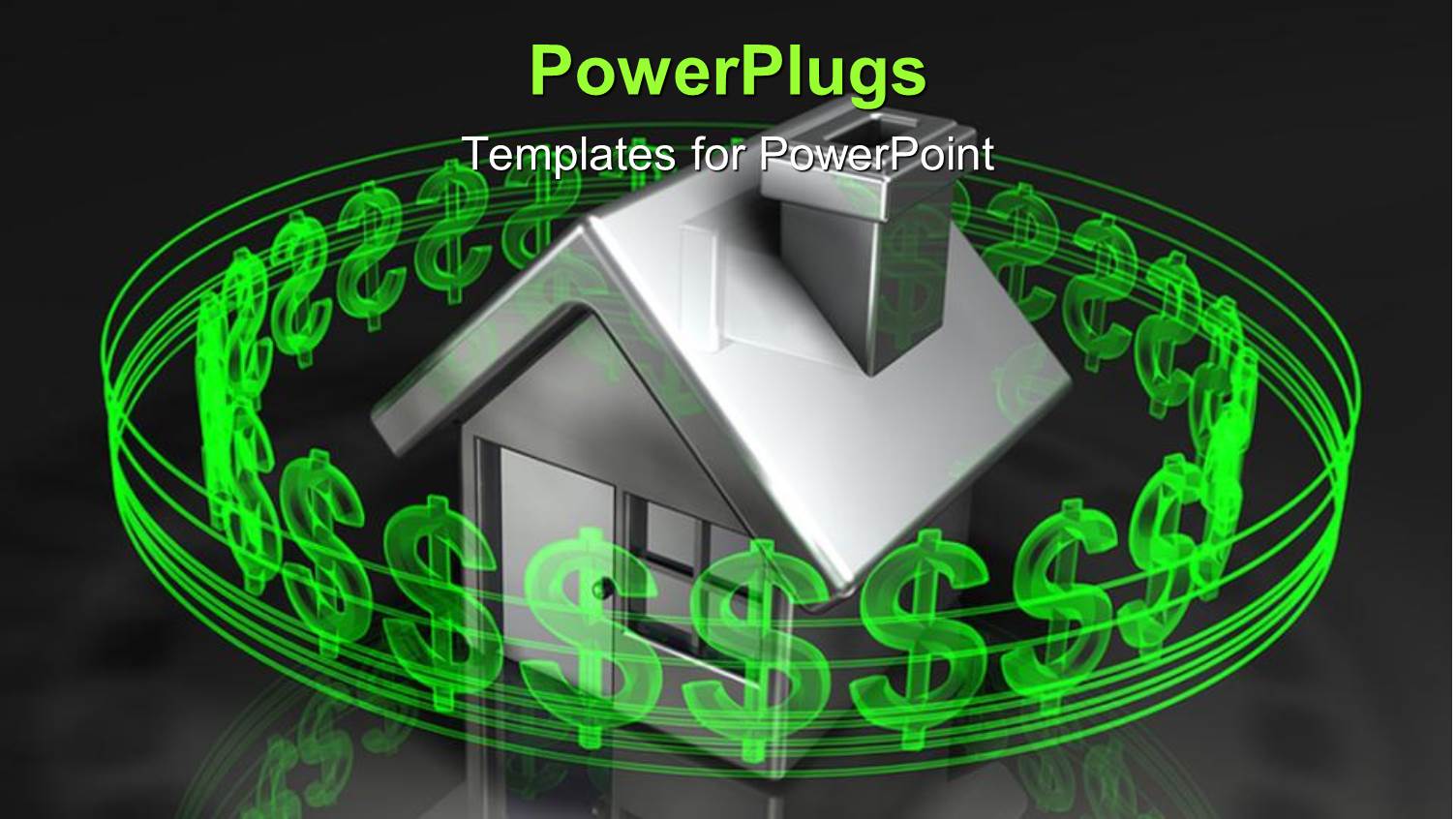 House Surrounded by Green Dollar Signs in Black Background