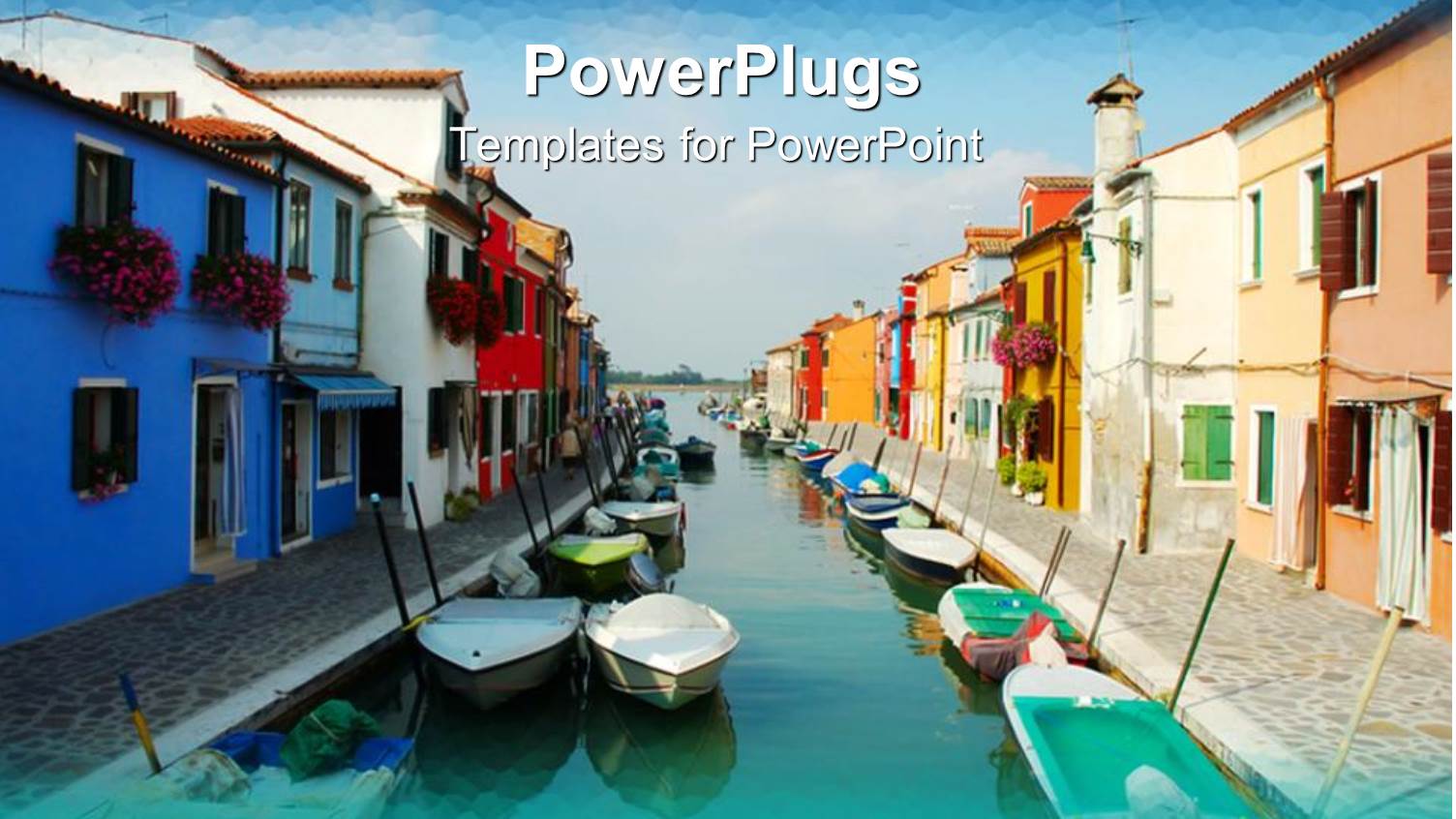 Houses by the Side of a Blue Lake with Boats