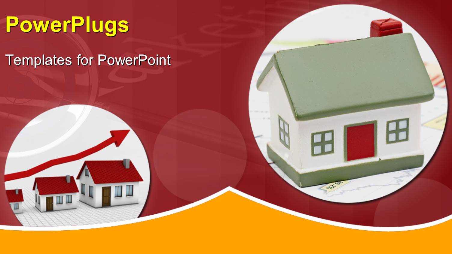 Real Estate Depiction with Charts Over Residential Buildings