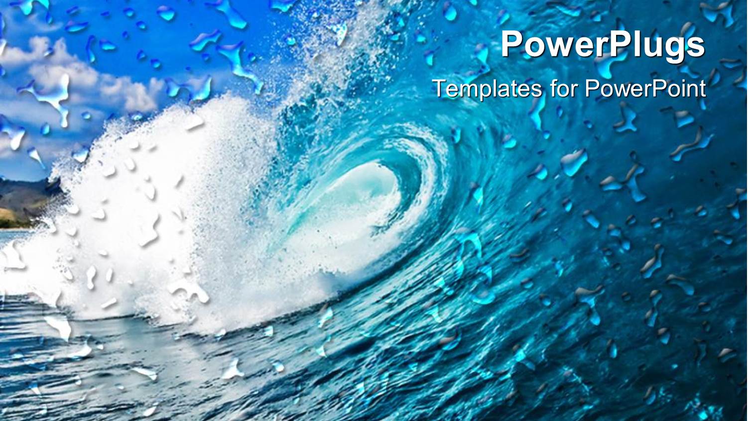 huge Blue Ocean Wave with Blue Sky