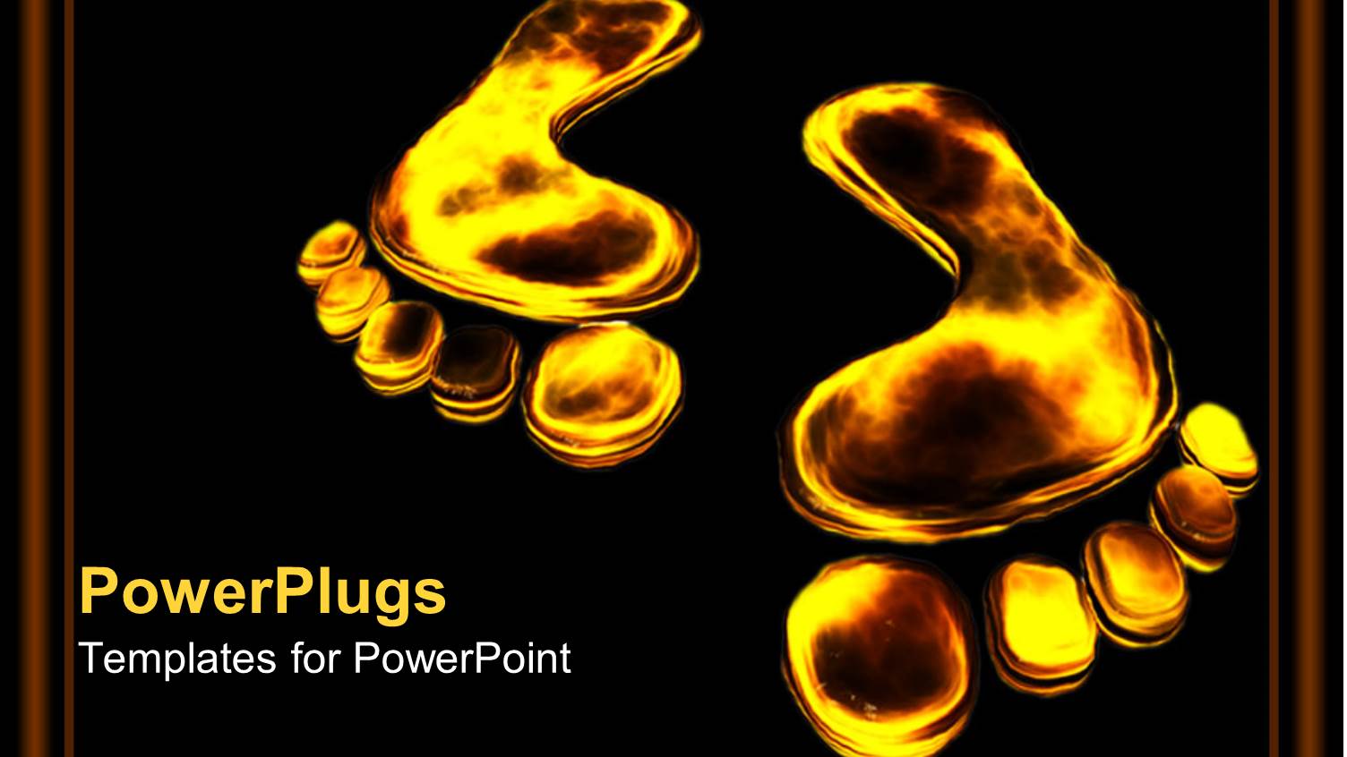 huge Golden Footprints on Black Surface and Background