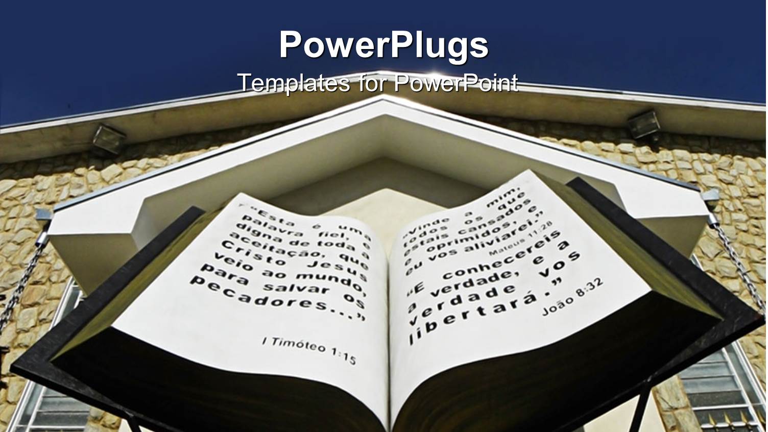 huge Open 3D Bible in Front of Brown Church