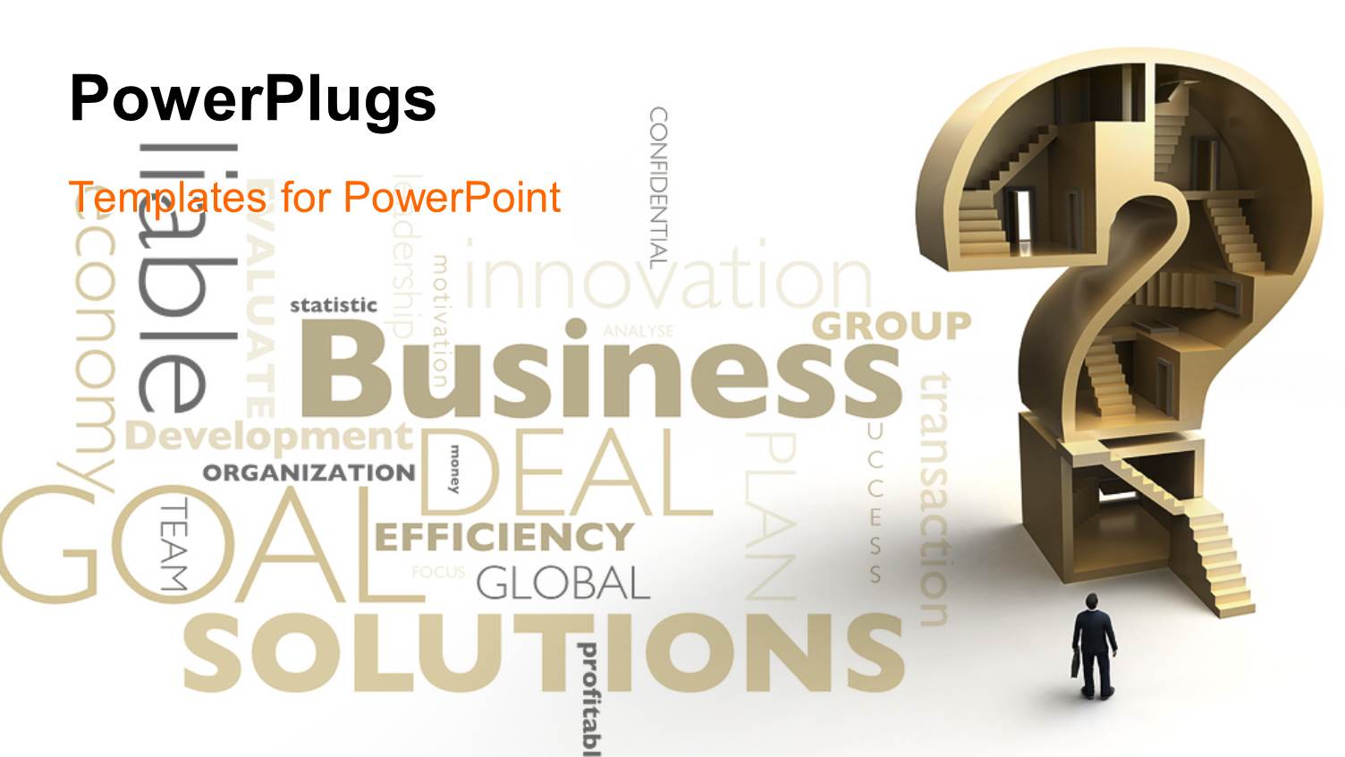 huge Question Mark with a Corporately Dressed Male Standing in Front of it