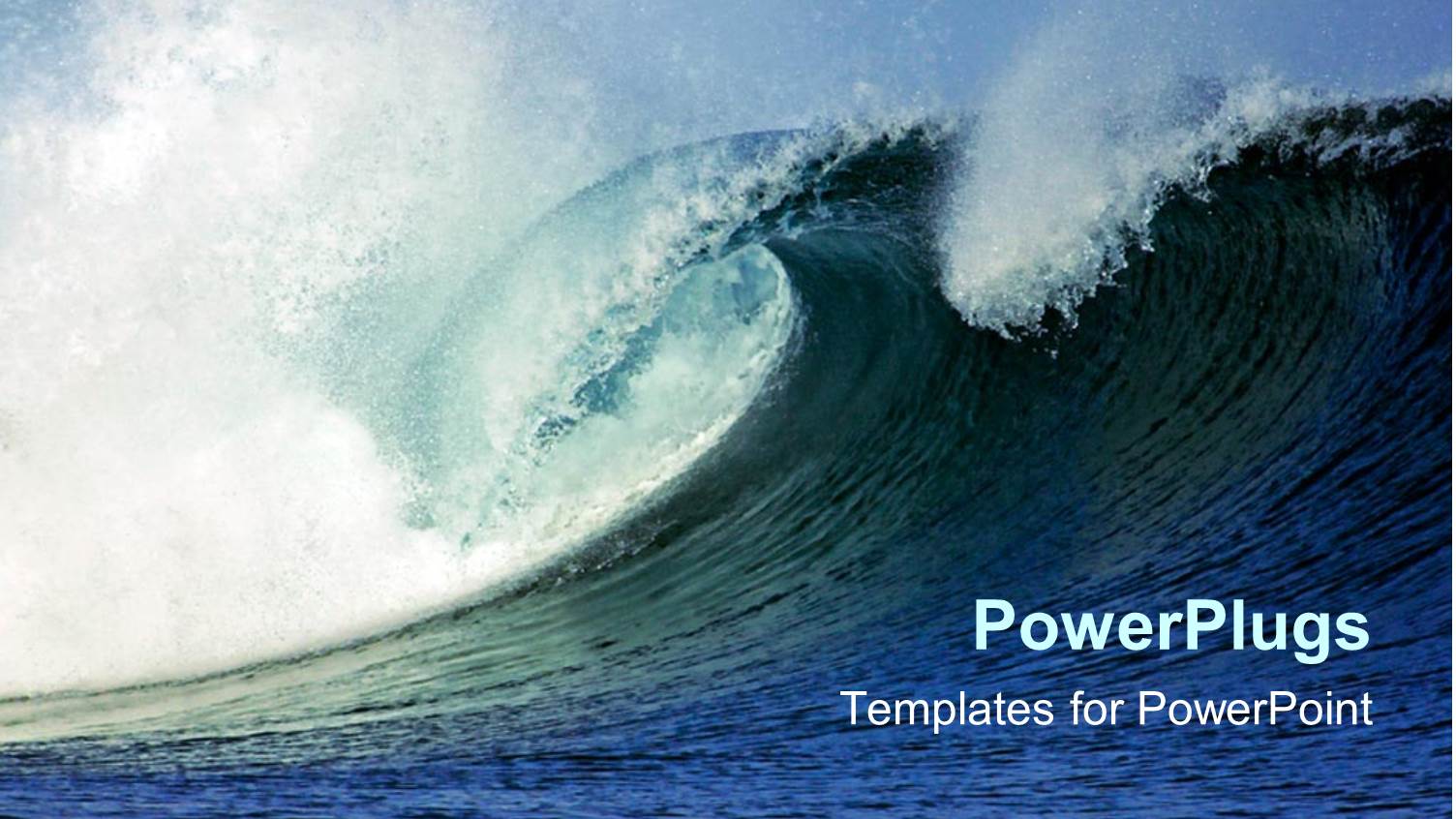 huge Rising Rushing Blue Sea Wave Crashing on Itself