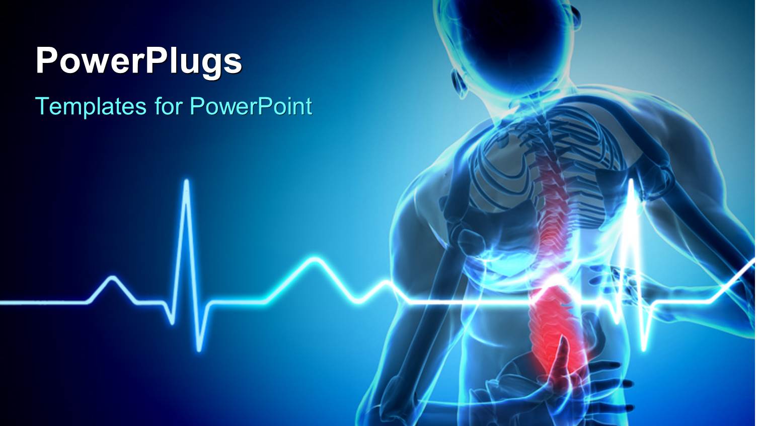 Human Backbone in X-ray, Pain Area Highlighted in Red with Blue Color