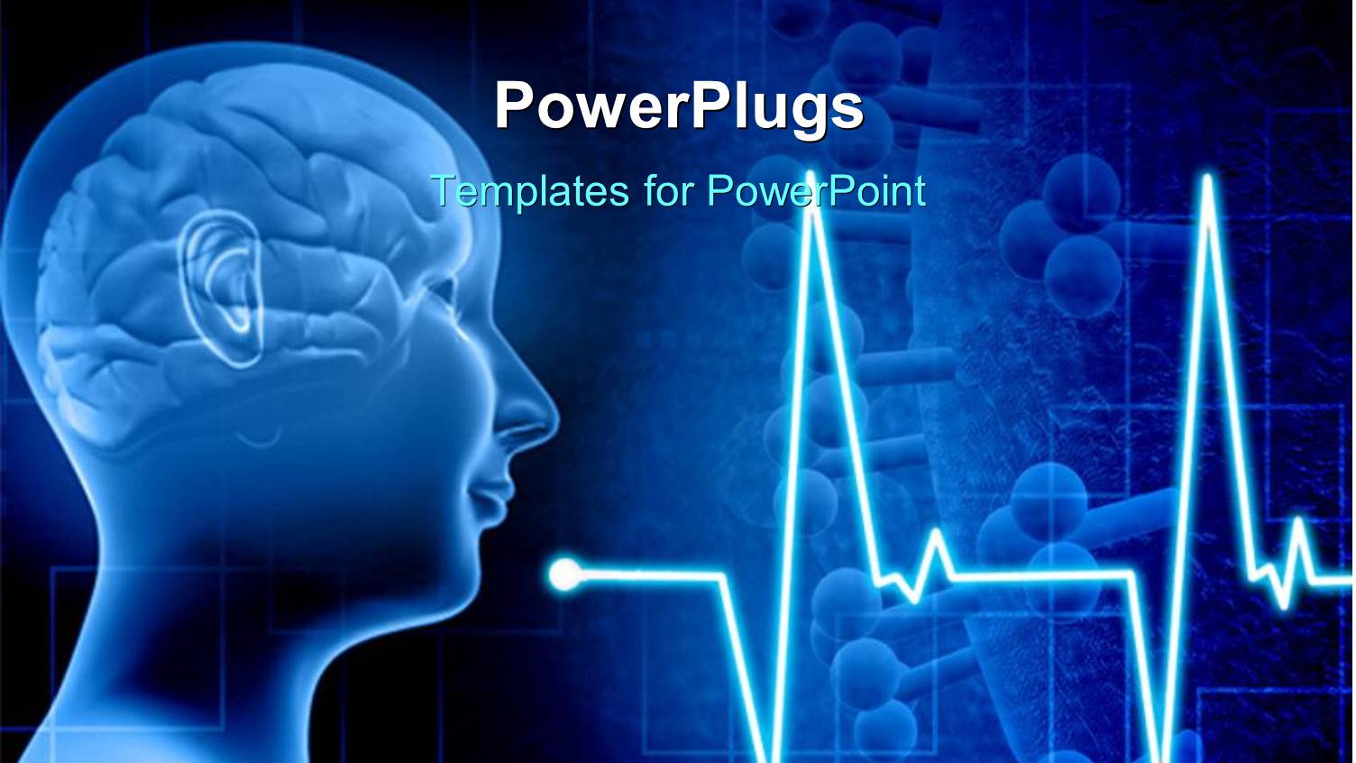 Human Brain in a Human Body with ECG Waves and Cells in Background