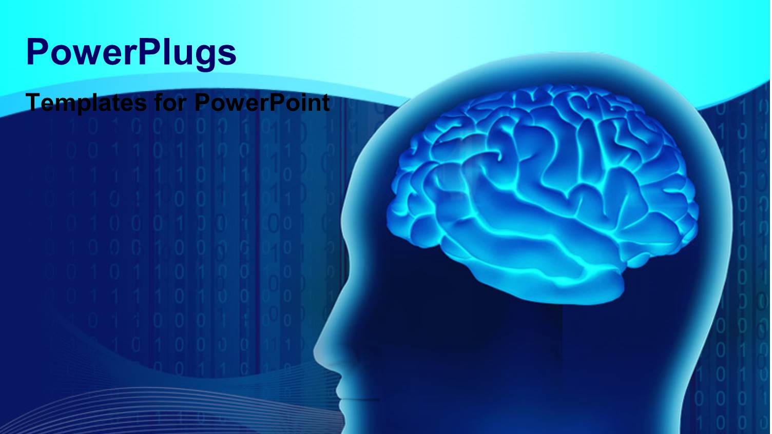 Human Brain Inside a Head Made in 3D Over a Digital Blue Background